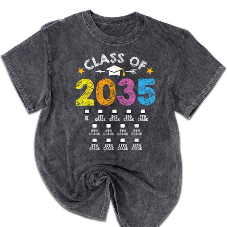 Class Of 2035 Grow With Me Checklist Graduation Mineral Wash Tshirts