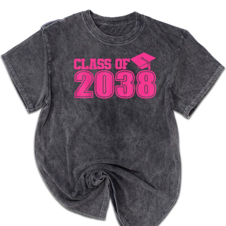 Class Of 2038 Pink Girls Growing Up School Memory Graduation Mineral Wash Tshirts