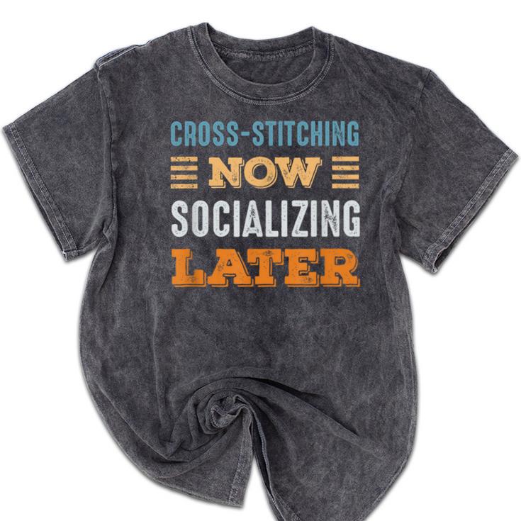 Cross-Stitching Now Minimal Socializing Introvert Vintage Mineral Wash Tshirts Cross-Stitching Now Minimal Socializing Introvert Vintage Mineral Wash Tshirts