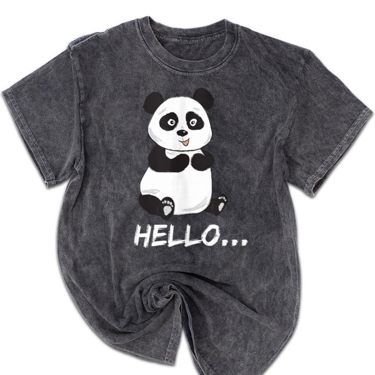 Cute Introvert Vibes – Panda Hello & Goodbye Mineral Wash Tshirts