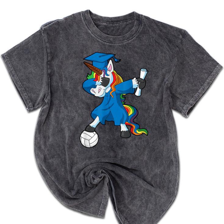 Dabbing Graduation Class 2023 Unicorn Volleyball Mineral Wash Tshirts