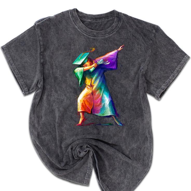 Dabbing Graduation Women Mineral Wash Tshirts