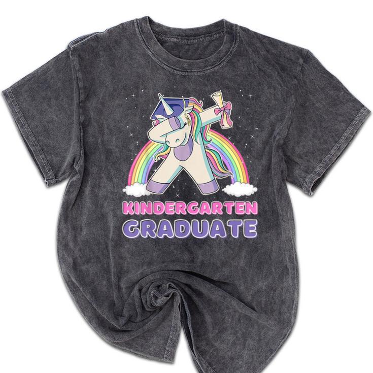 Dabbing Unicorn Kindergarten Graduation Dab Dance Girl Mineral Wash Tshirts