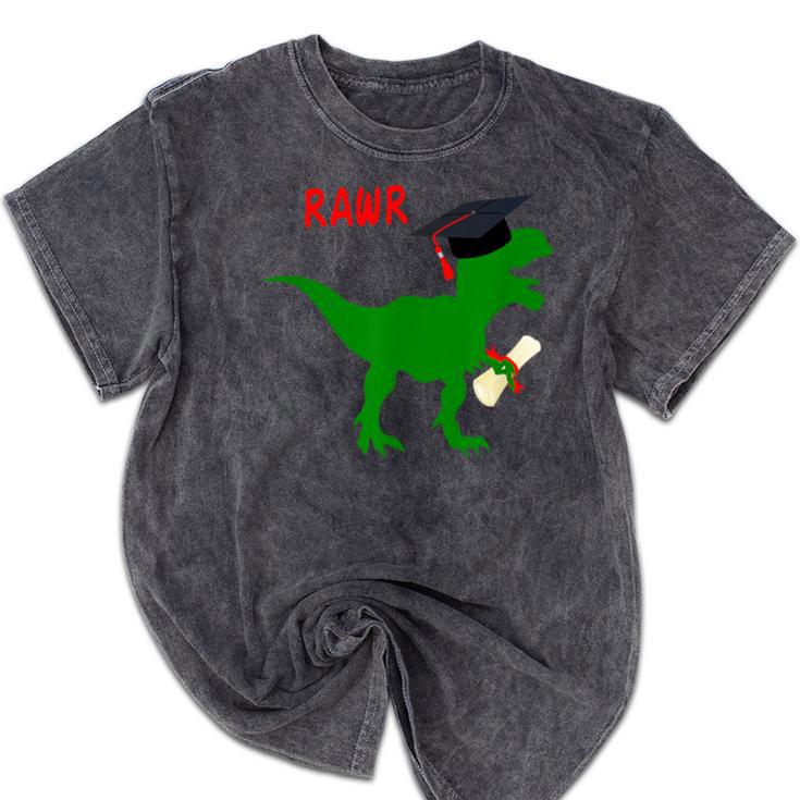 Dinosaur Rawr Diploma Graduate Graduation Mineral Wash Tshirts