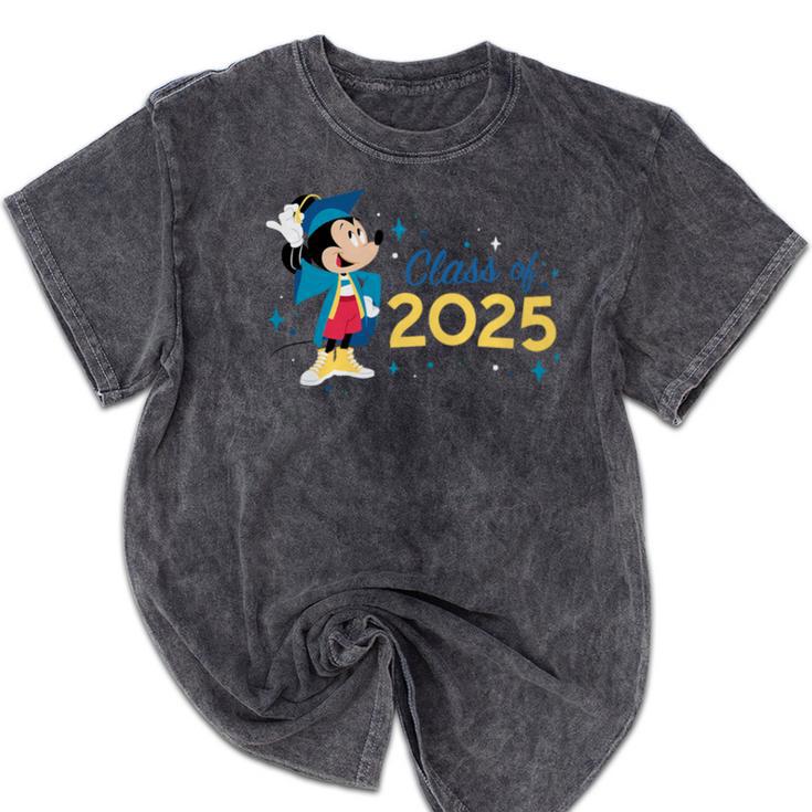 Disney Mickey Mouse Cap & Gown '25 Graduation Class Of 2025 Premium Tri-Blend Mineral Wash Tshirts