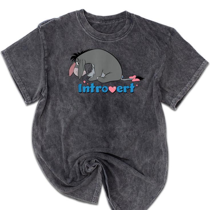 Disney Winnie The Pooh Introvert Eeyore Logo Mineral Wash Tshirts