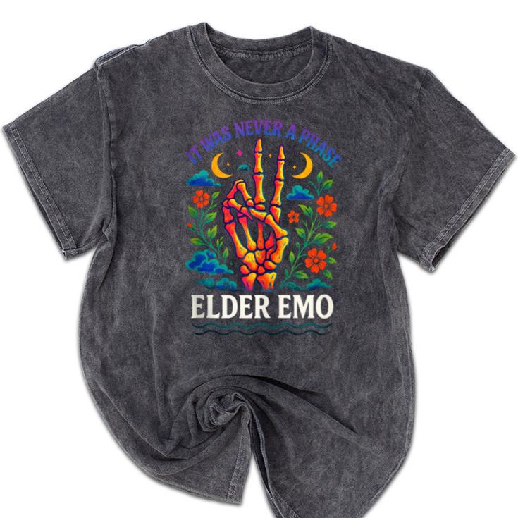Elder Emo Nostalgia Skeleton Hand Mineral Wash Tshirts
