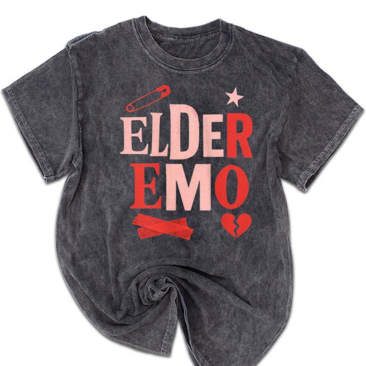 Elder Emo Retro Punk Typography Nostalgia Mineral Wash Tshirts