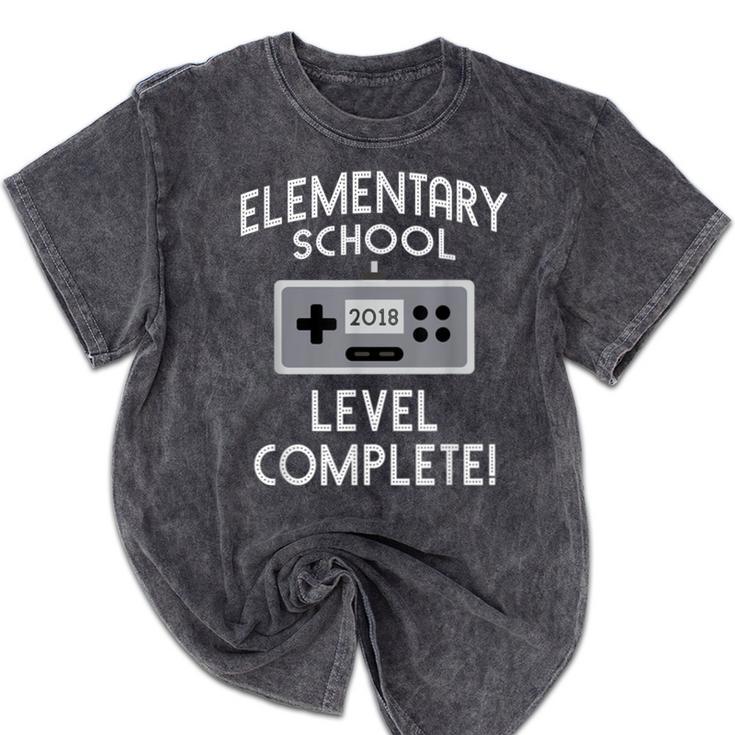 Elementary School Graduation Shirt Level Complete Gamer Mineral Wash Tshirts