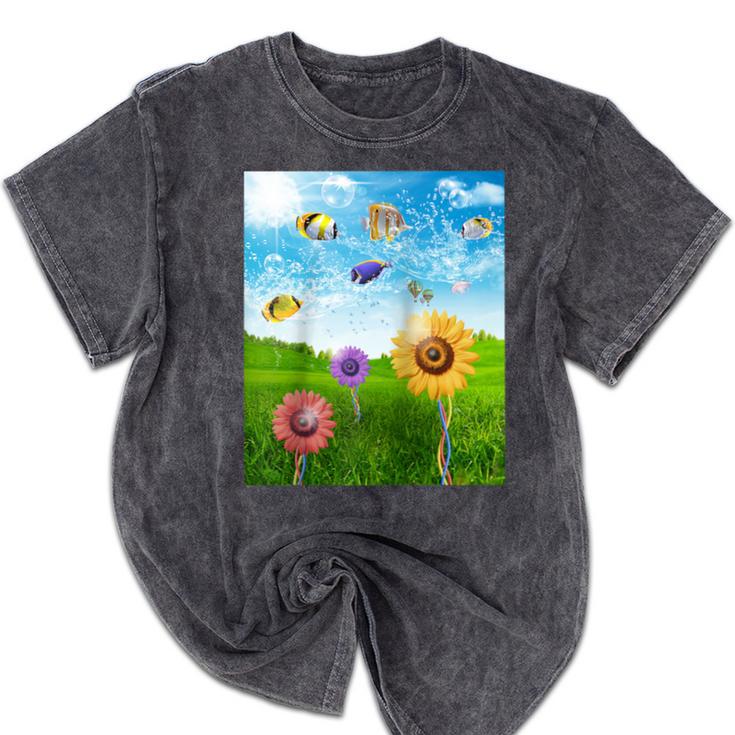 Frutiger Aero Aesthetic Tech Scenery Fishes Sunflower Raglan Baseball Tee Mineral Wash Tshirts Frutiger Aero Aesthetic Tech Scenery Fishes Sunflower Raglan Baseball Tee Mineral Wash Tshirts