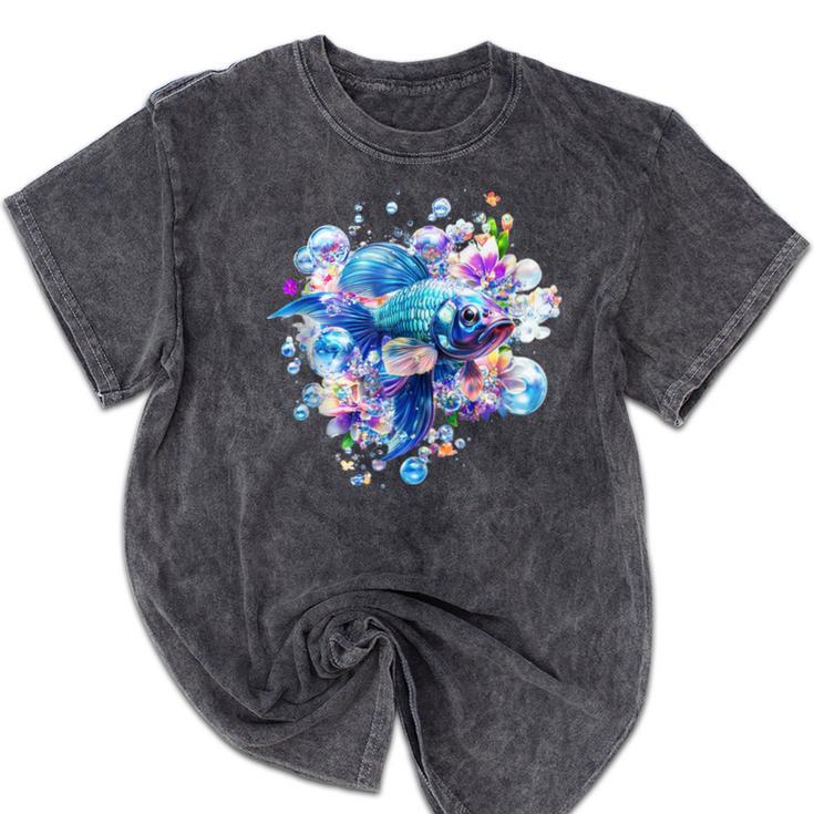 Frutiger Aero Y2K Fish Mineral Wash Tshirts