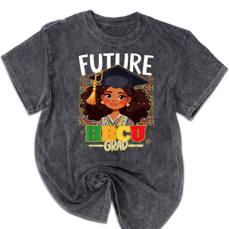 Future HBCU Grad Afro Girl College Graduation Kids Mineral Wash Tshirts