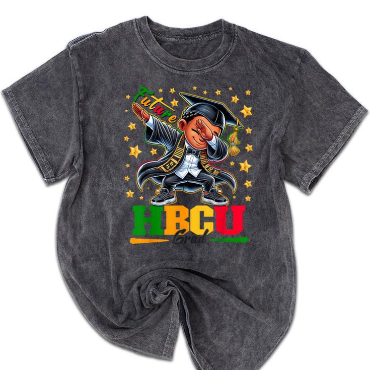 Future HBCU Grad Dabbing Kid Graduation For Boys Kids Mineral Wash Tshirts