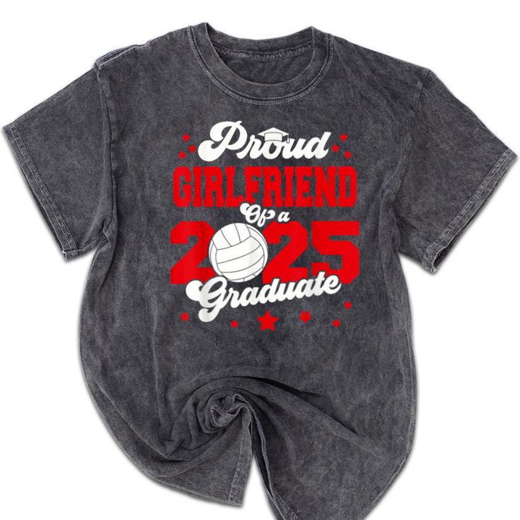 Girlfriend Of a 2025 Graduate Prom Graduation 25 VolleyBall Mineral Wash Tshirts