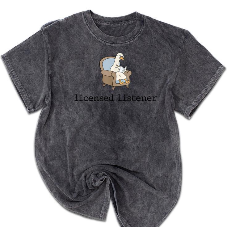 Goose Licensed Listener Psychology School Graduation Mineral Wash Tshirts