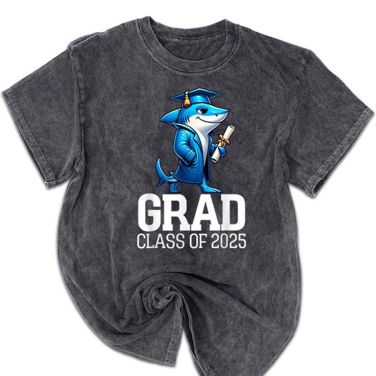 Grad Class Of 2025 Boys Shark Graduation Graduated Mineral Wash Tshirts