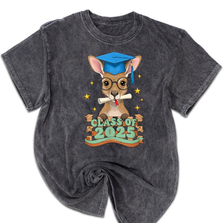 Graduate Kangaroo Class Of 2025 Kids Graduation Mineral Wash Tshirts