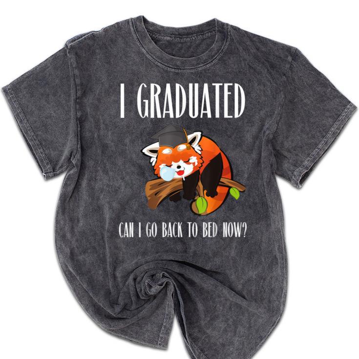 I Graduated Can I Go Back To Bed Sleepy Red Panda Graduation Mineral Wash Tshirts