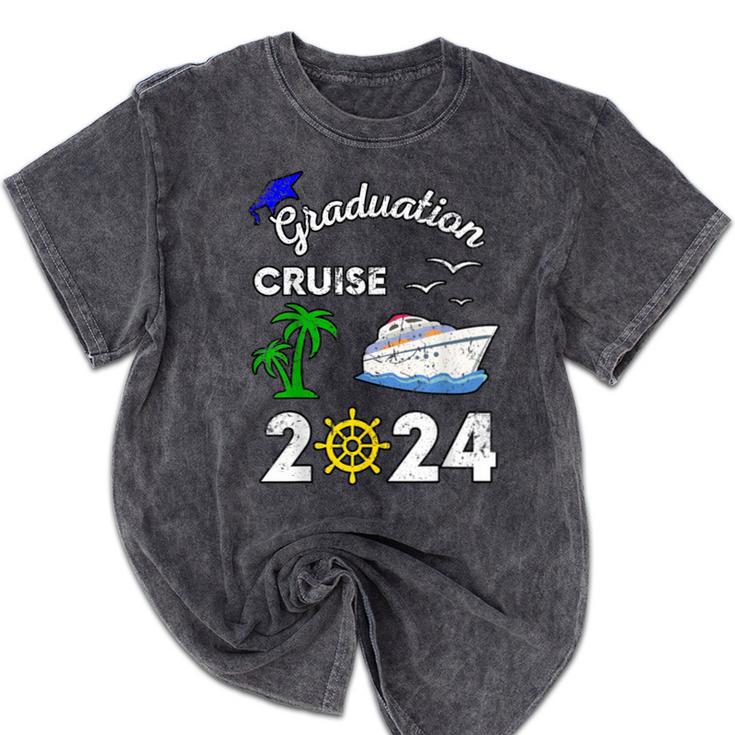 Graduation Cruise 2024 Ship Boat Vacation Summer Vacation Men Women Kids Mineral Wash Tshirts