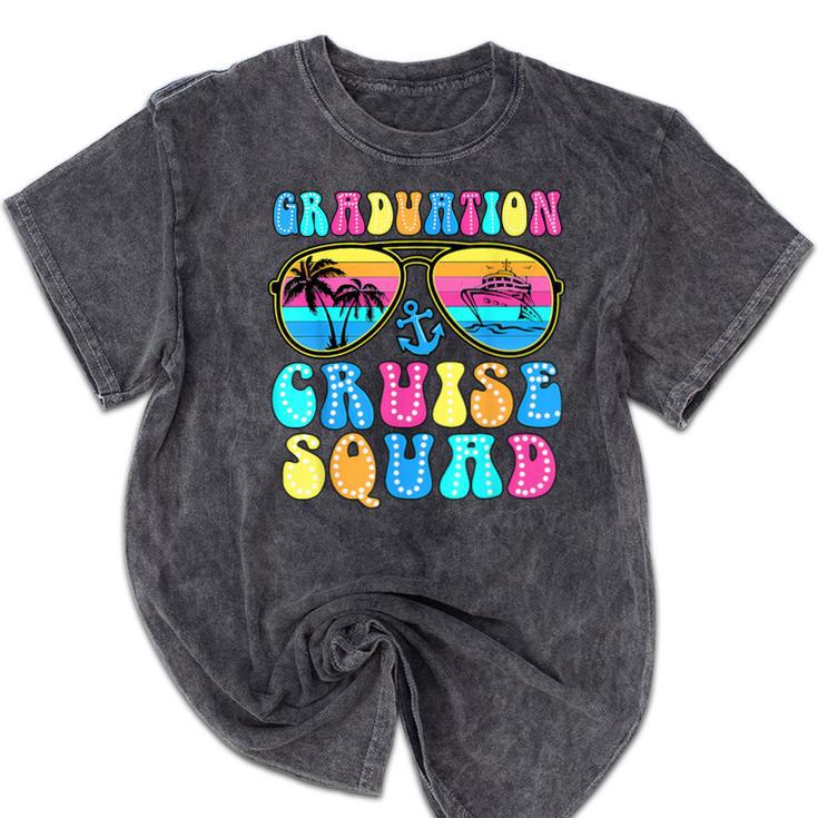 Graduation Cruise Squad Class Of 2025 Vacation Family Grad Mineral Wash Tshirts