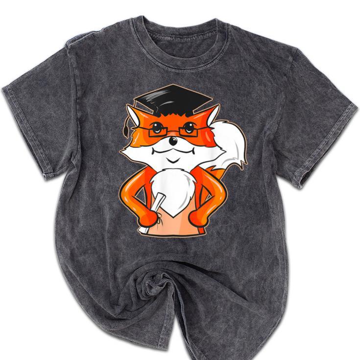 Graduation Fox School Bachelor Master Doctor Study Mineral Wash Tshirts
