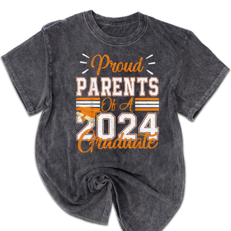 Graduation Proud Parents Of a 2024 Graduate For Mom And Dad Mineral Wash Tshirts