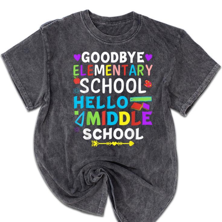 Graduation Shirt For 5th Grader Goodbye Hello Middle School Mineral Wash Tshirts