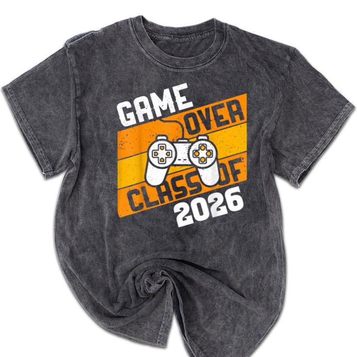 Graduation Video Gamer Game Over Class Of 2026 Senior Mineral Wash Tshirts
