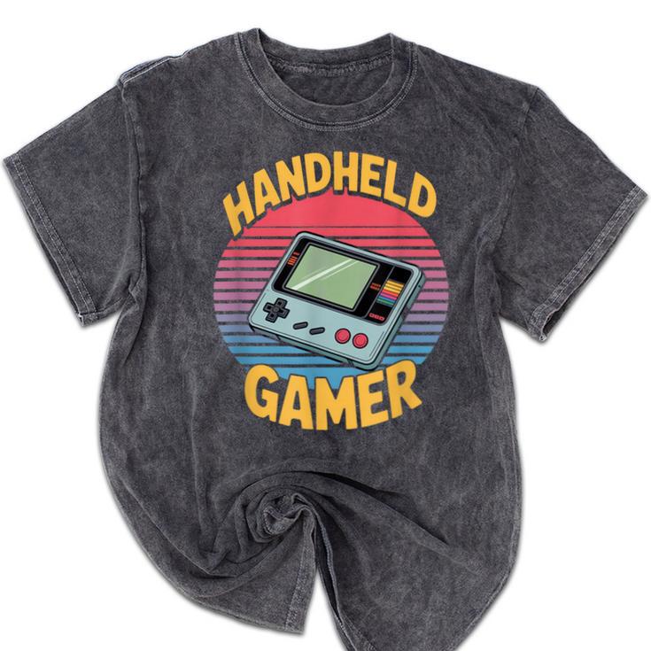 Handheld Gamer Retro Portable Console Nostalgia Mineral Wash Tshirts Handheld Gamer Retro Portable Console Nostalgia Mineral Wash Tshirts