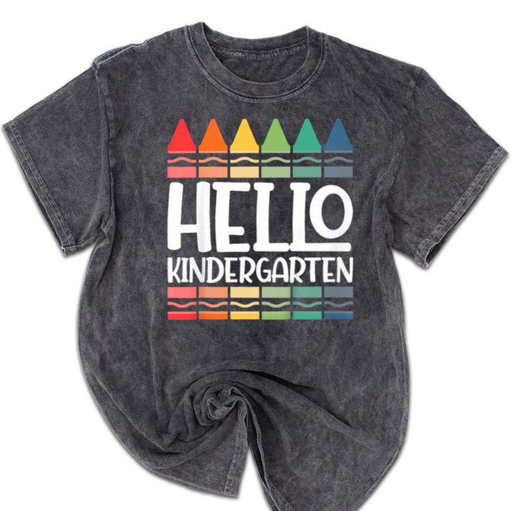 Hello Kindergarten First Day Back To School Graduation Mineral Wash Tshirts