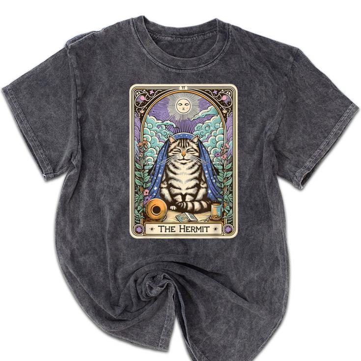 The Hermit Cat Tarot Card Introvert By Georgi Mineral Wash Tshirts