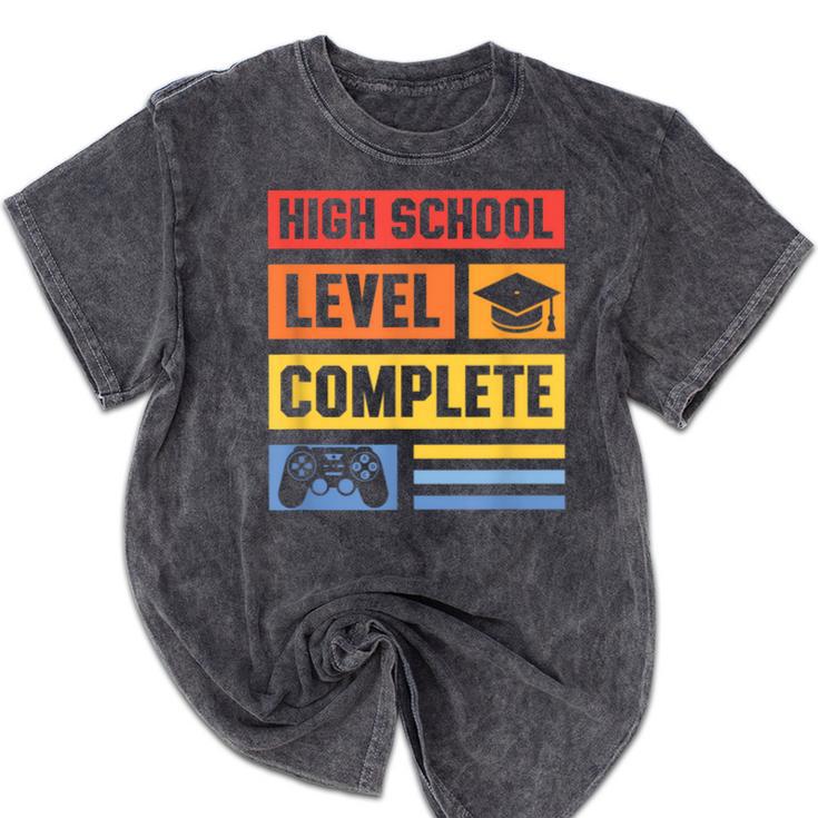 High School Level Complete Class Of 2024 Senior Graduation Mineral Wash Tshirts