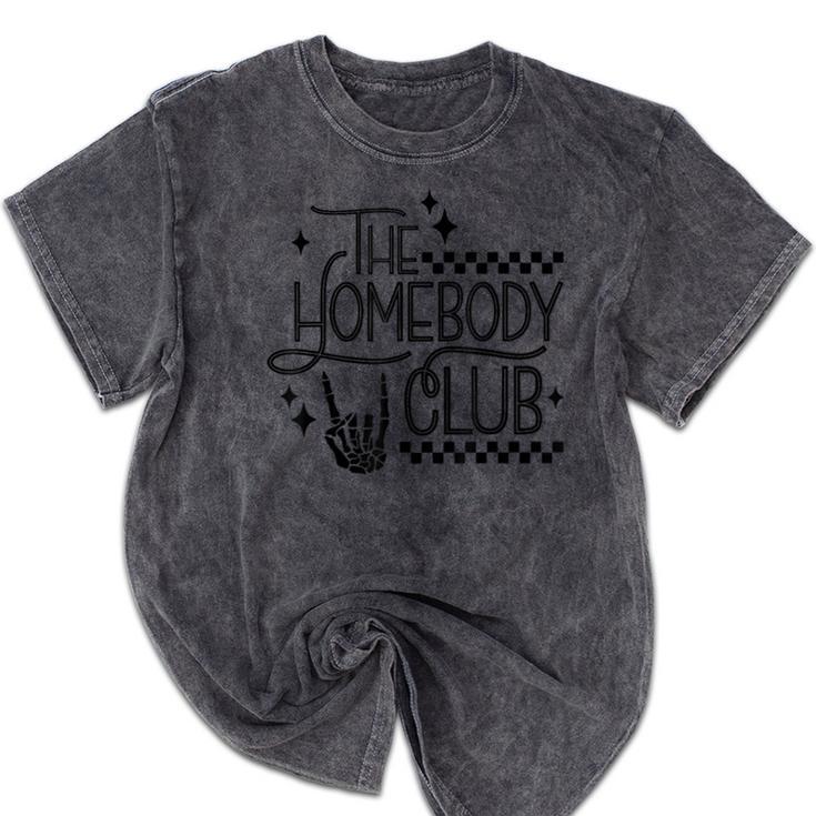 The Homebody Club Retro Introvert Antisocial Mineral Wash Tshirts