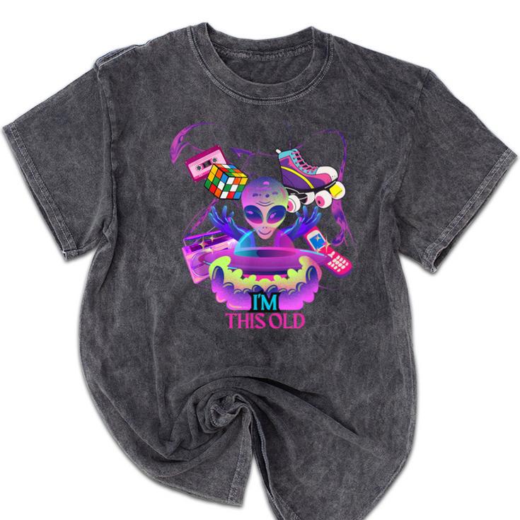 I’m This Old Retro 80s Nostalgia Alien Mineral Wash Tshirts I’m This Old Retro 80s Nostalgia Alien Mineral Wash Tshirts