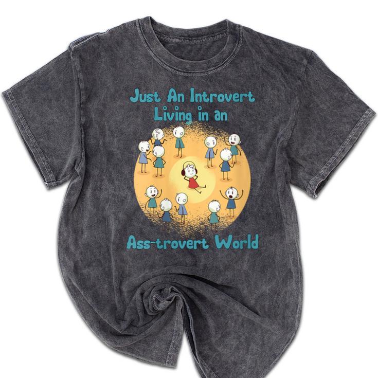 Introvert Extrovert Cartoon In Asstrovert World Mineral Wash Tshirts Introvert Extrovert Cartoon In Asstrovert World Mineral Wash Tshirts