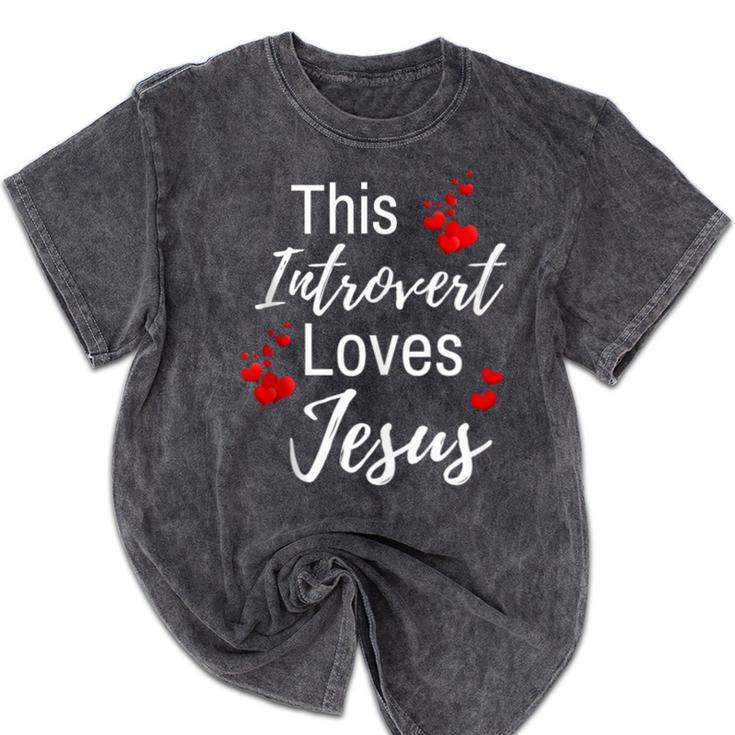 This Introvert Loves Jesus Religious Red Hearts Graphic Mineral Wash Tshirts This Introvert Loves Jesus Religious Red Hearts Graphic Mineral Wash Tshirts