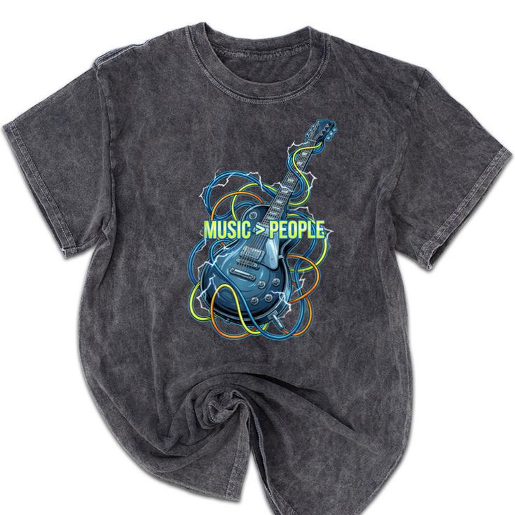 Introvert Music Lover Electric Guitar Rock Mineral Wash Tshirts