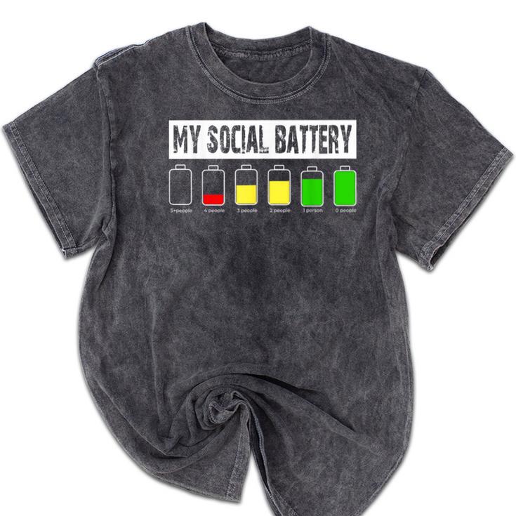 Introvert My Social Battery Low Level Graphic Mineral Wash Tshirts Introvert My Social Battery Low Level Graphic Mineral Wash Tshirts