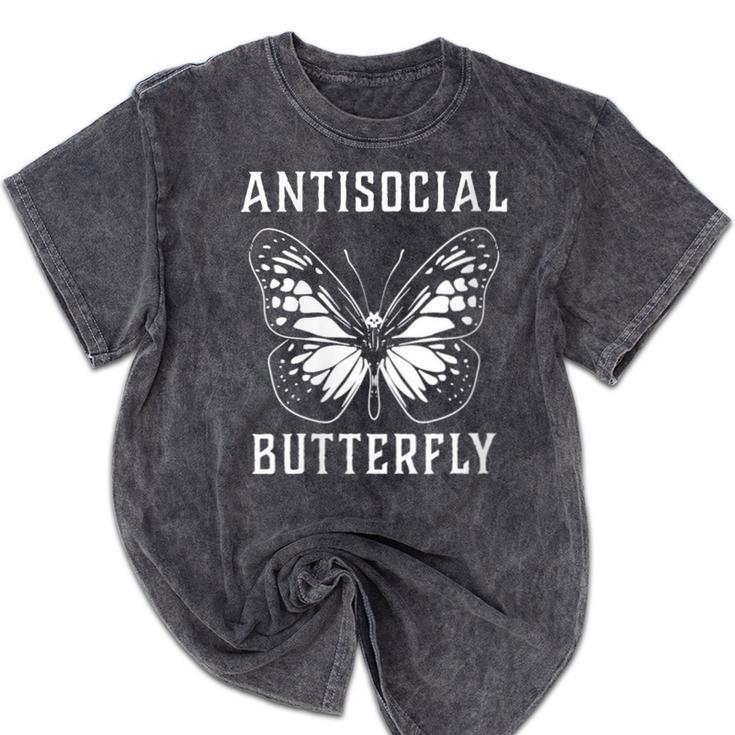 Introverted Introvert Antisocial Butterfly Mineral Wash Tshirts