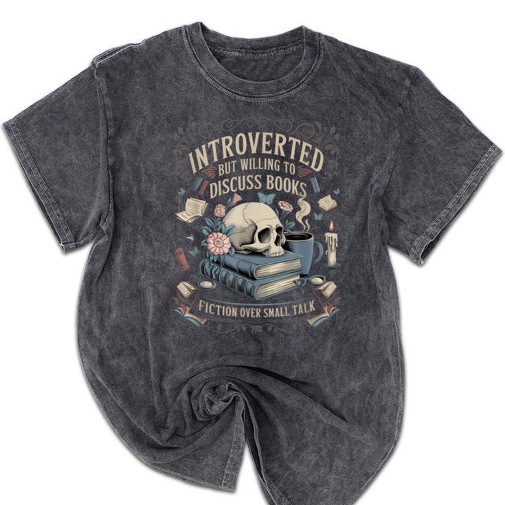 Introverted But Willing To Discuss Books Club Cozy Aesthetic Mineral Wash Tshirts Introverted But Willing To Discuss Books Club Cozy Aesthetic Mineral Wash Tshirts