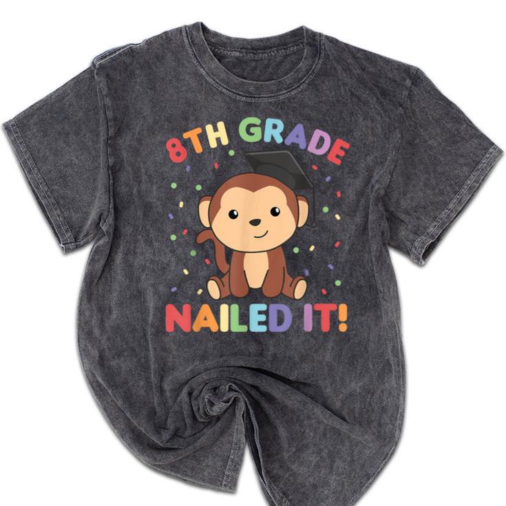 Kids 8th Grade Nailed It Monkey Graduation Mineral Wash Tshirts