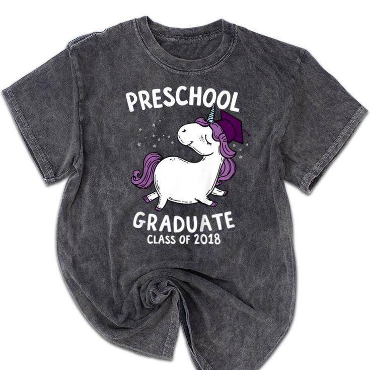Kids Class Of 2018 Unicorn Preschool Graduation For Girls Mineral Wash Tshirts