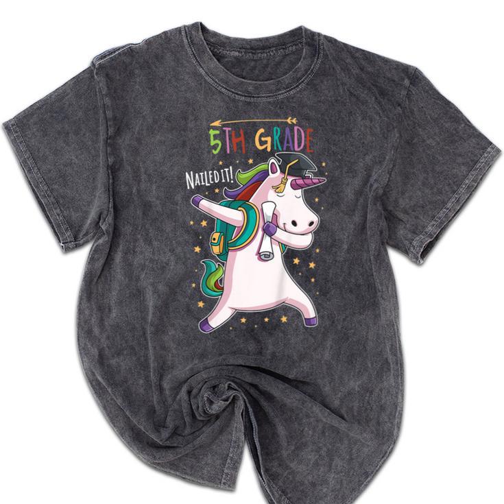 Kids Dabbing Unicorn Graduation 5th Grade Class Of 2019 Mineral Wash Tshirts