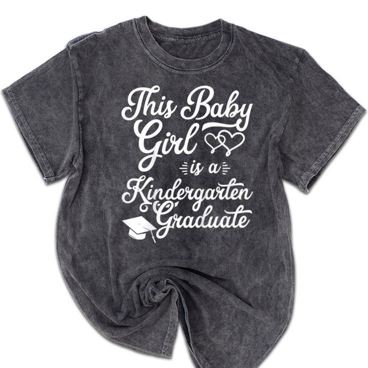 Kids Girls Kindergarten Graduation Outfit Mineral Wash Tshirts