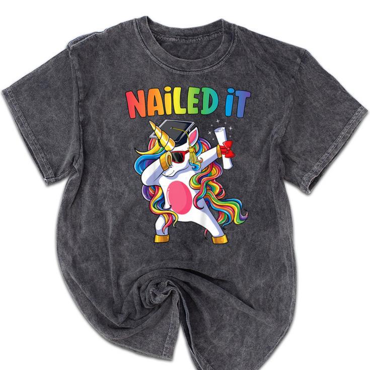 Kids Kindergarten Graduation Shirt Unicorn Graduate Nailed It Mineral Wash Tshirts
