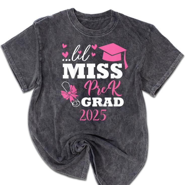Kids Little Miss Pre-K Grad Preschool Prek Graduation 2025 Mineral Wash Tshirts