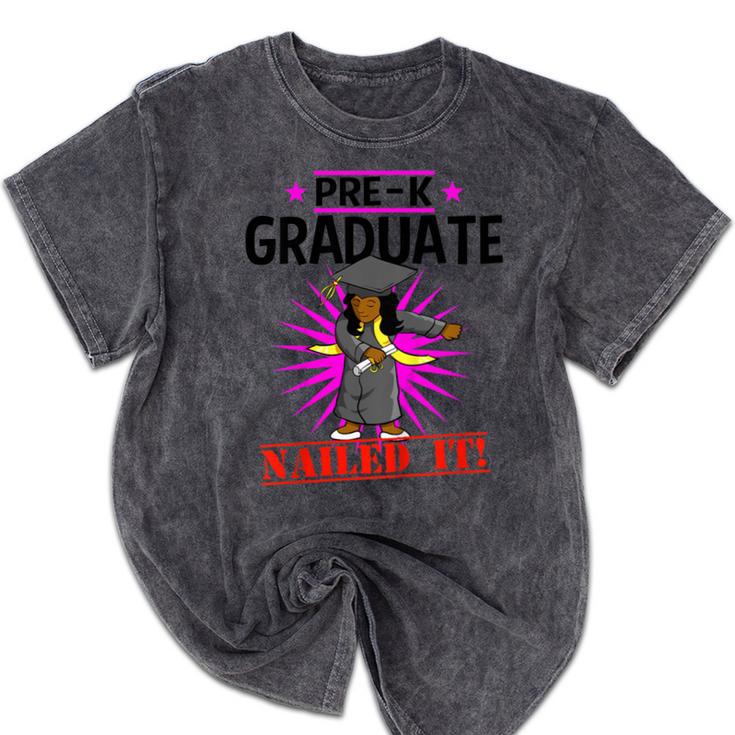 Kids Pre K Graduation Flossing Girl Nailed It Graduate Girls Mineral Wash Tshirts