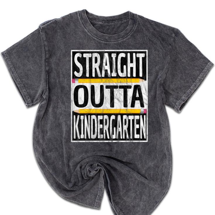 Kids Straight Outta Kindergarten Graduation Mineral Wash Tshirts