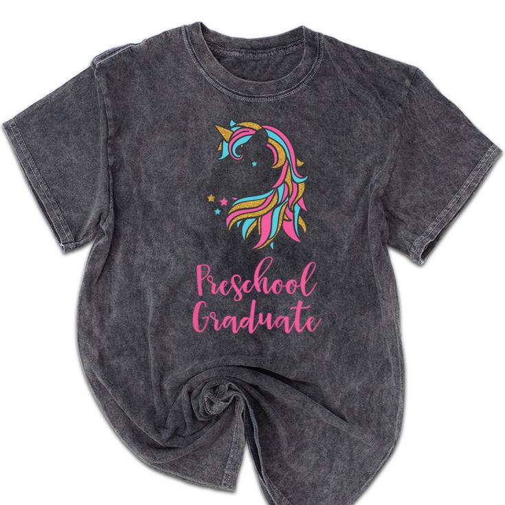 Kids Unicorn Preschool Graduation Mineral Wash Tshirts
