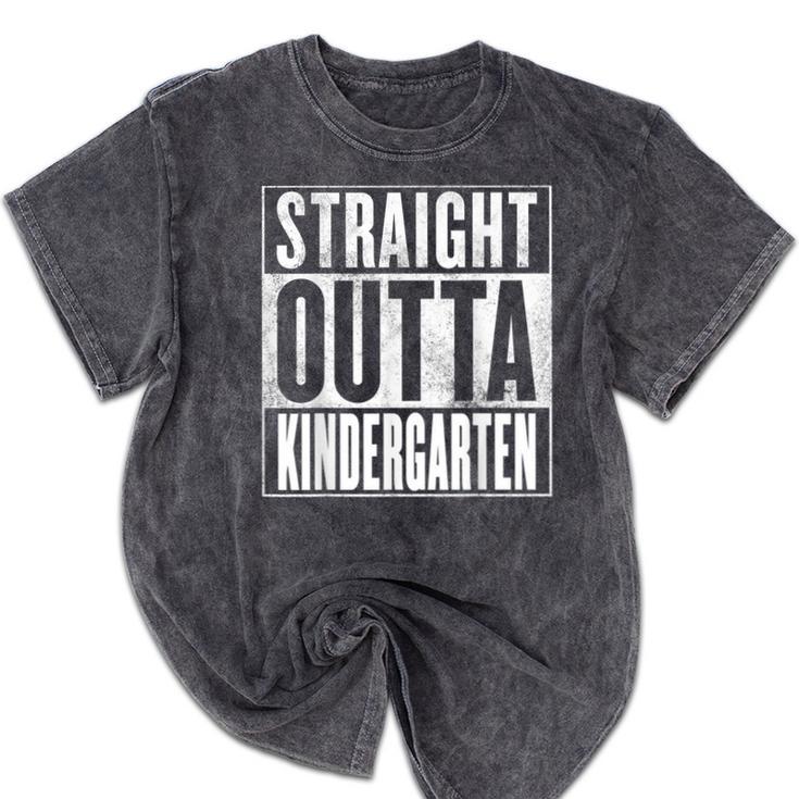 Kindergarten Graduation- Straight Outta Kindergarten Mineral Wash Tshirts
